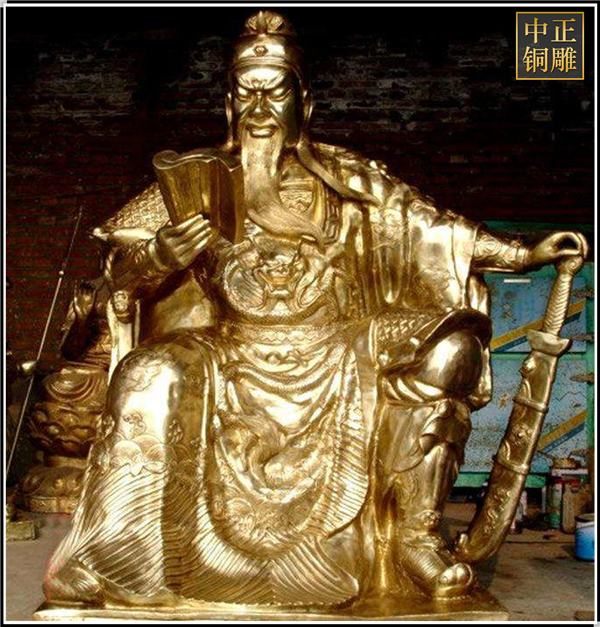 大型鎏金關公銅雕
